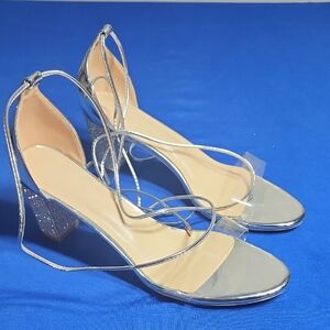 Chic Silver Strappy Women's Heels